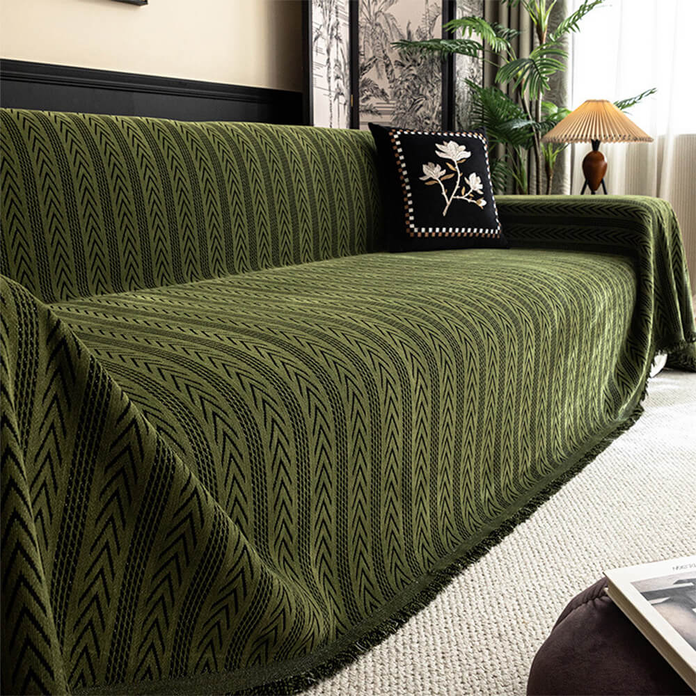 Copertura per divano in chenille con frange Jacquard