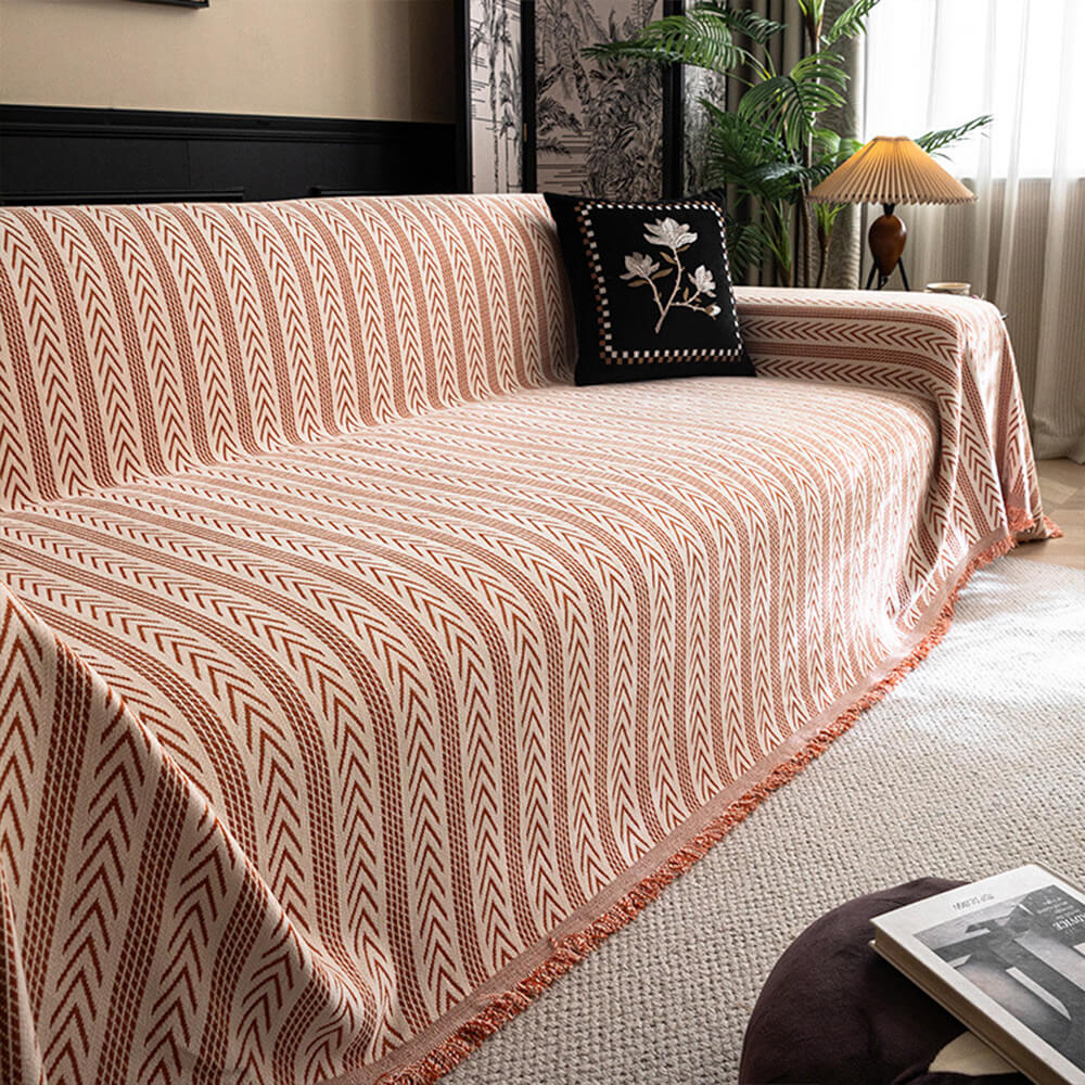 Copertura per divano in chenille con frange Jacquard