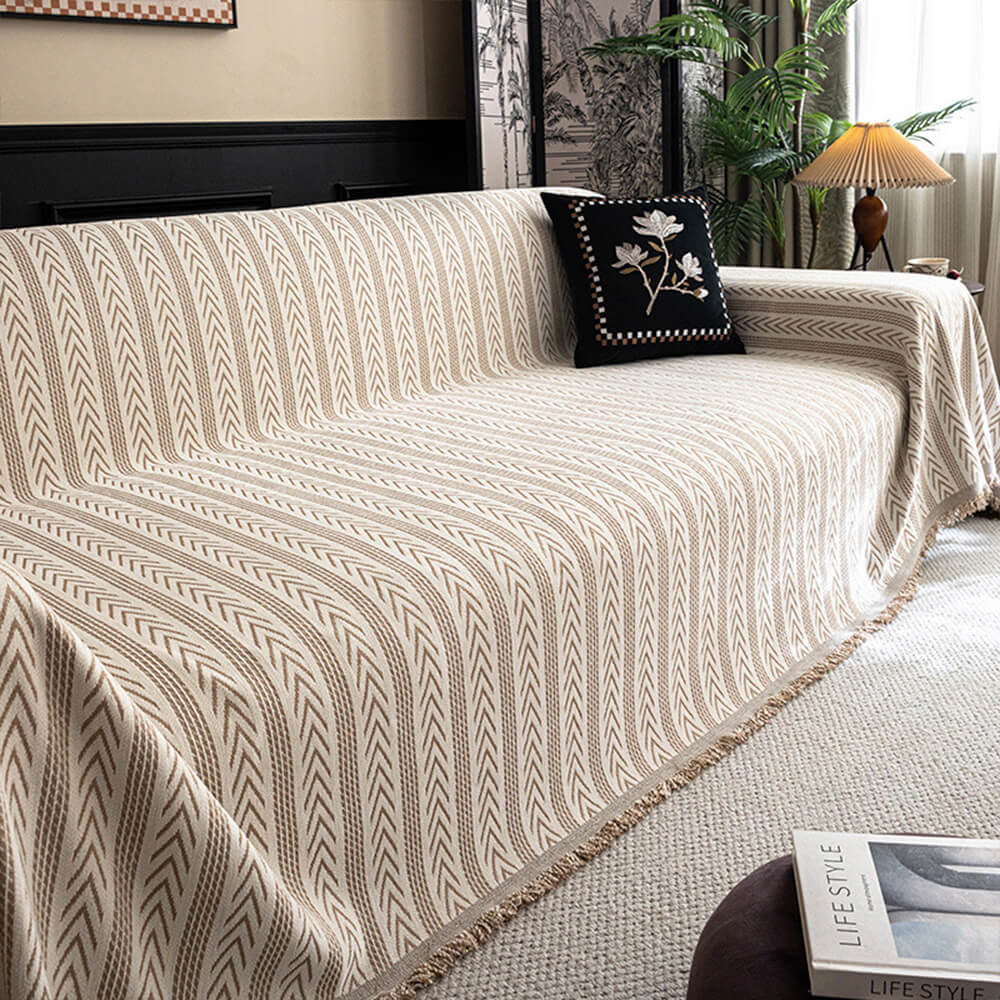Copertura per divano in chenille con frange Jacquard