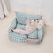 Luxury Houndstooth Cotton-Linen All Seasons Comfort Dog & Cat Sofa Bed