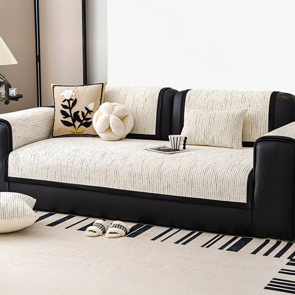 Copridivano in chenille a righe moderne francesi