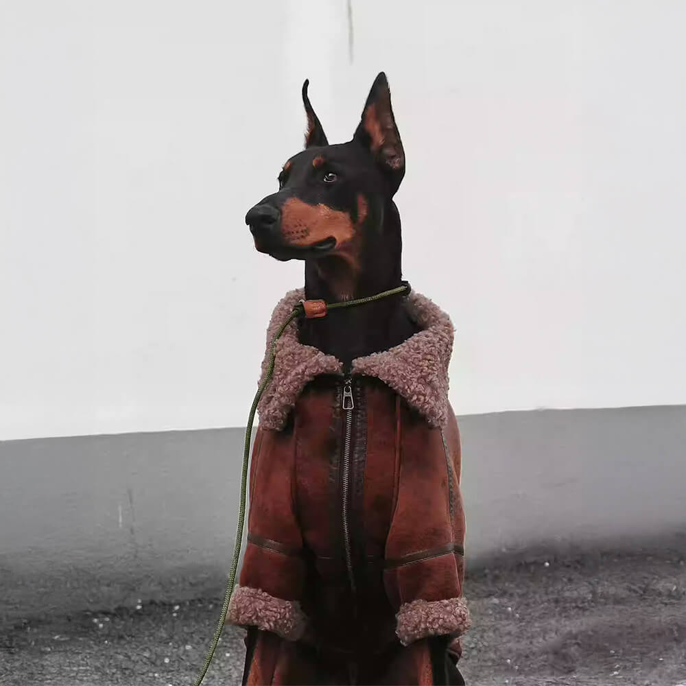 Giacca per Cani Aviatore Vintage con Rivestimento in Pelliccia - Calda e Elegante