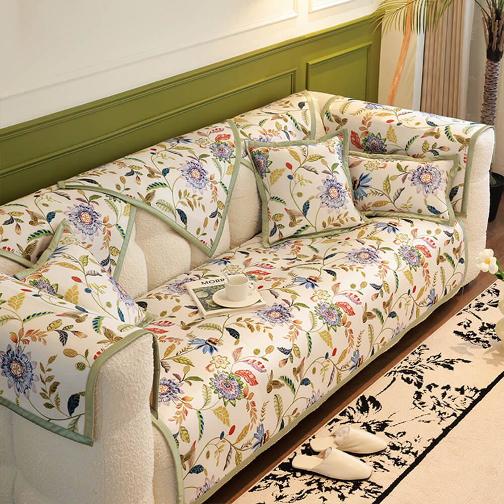 All-Season Cooling Pastoral Floral Couch Cover