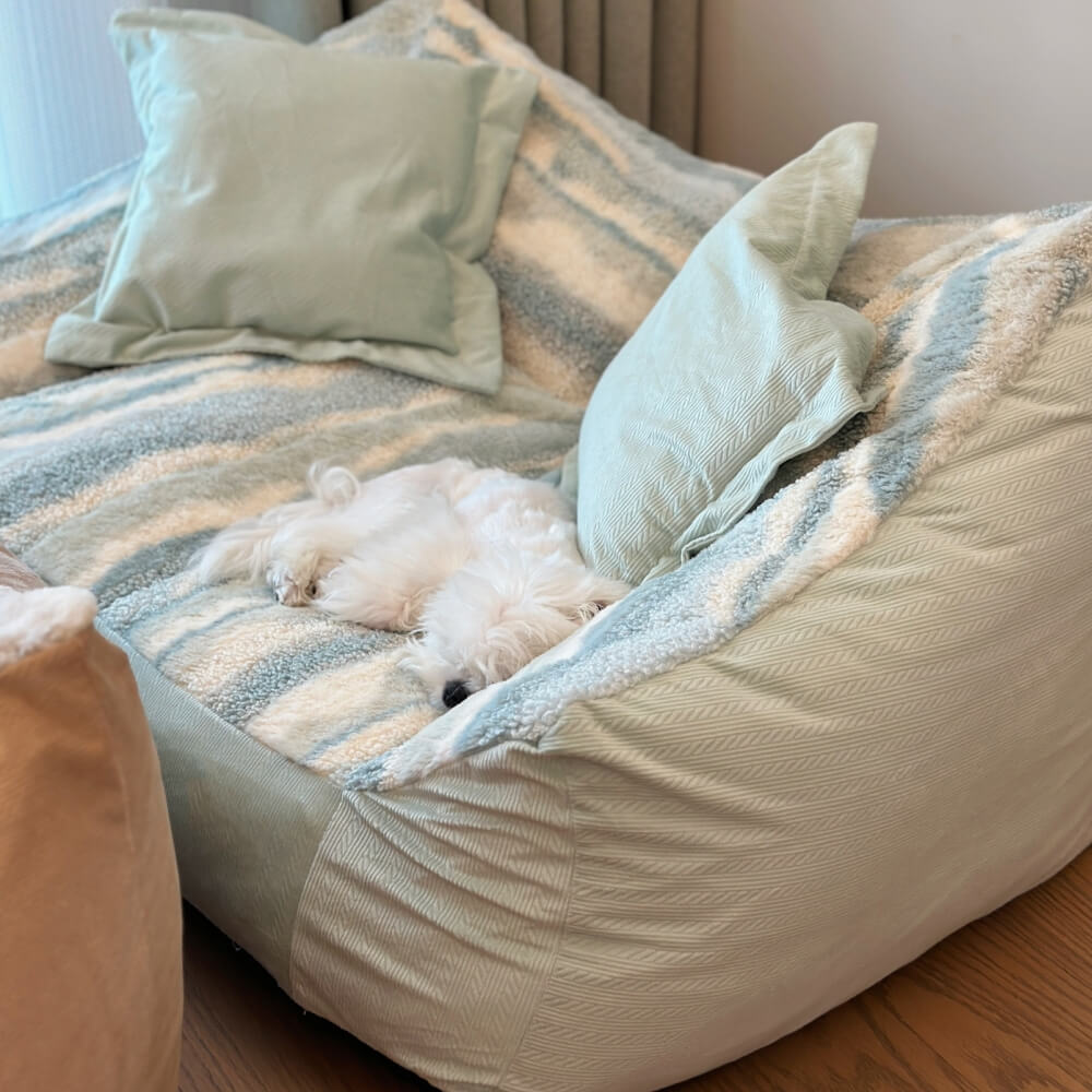 Divano letto per cani in pile polare a blocchi di colore alla moda