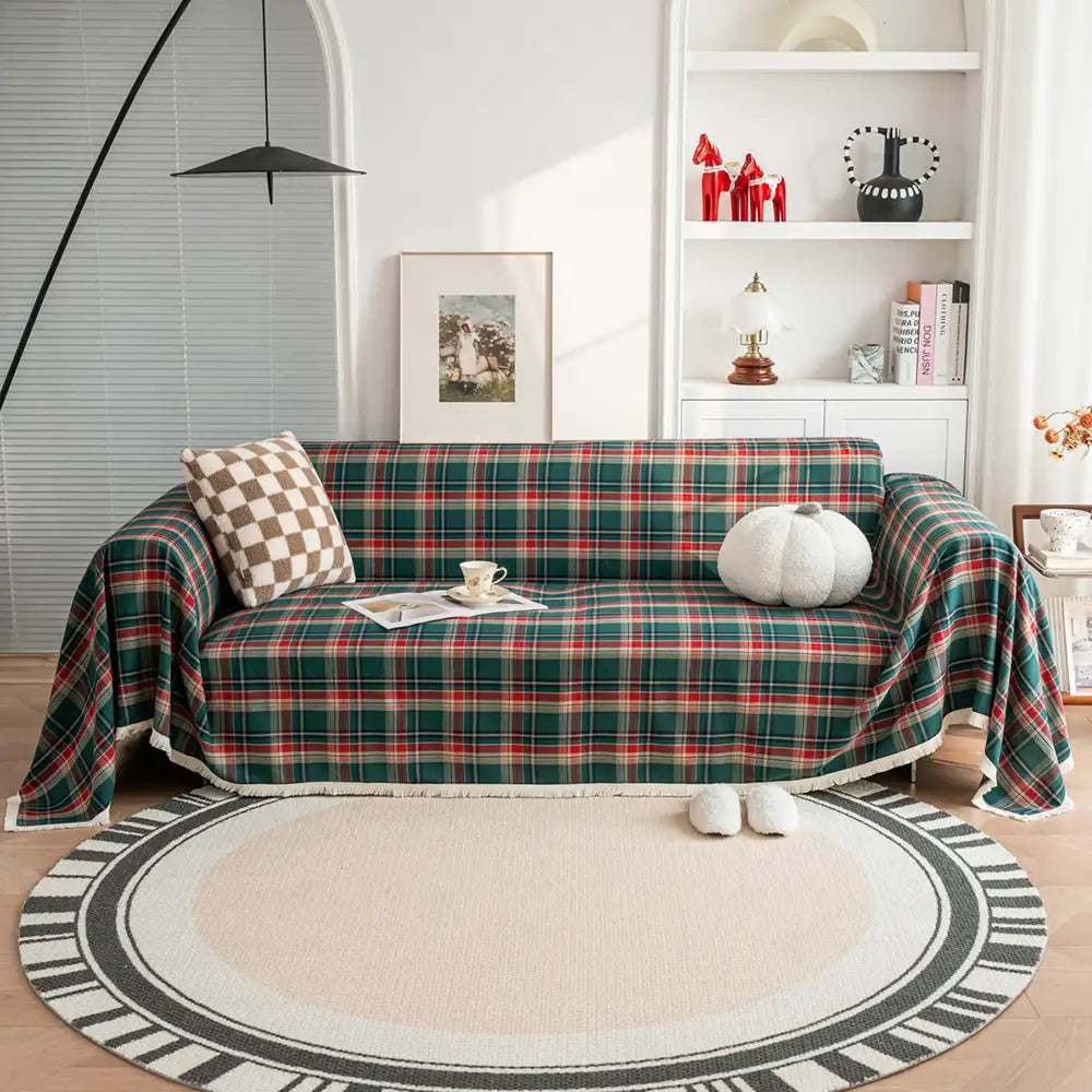 Copertura per divano decorativa a blocchi di colore a quadri festivi
