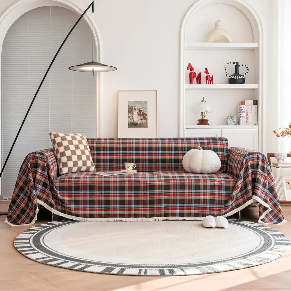 Copertura per divano decorativa a blocchi di colore a quadri festivi
