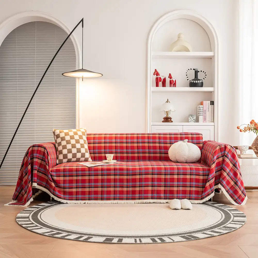 Copertura per divano decorativa a blocchi di colore a quadri festivi