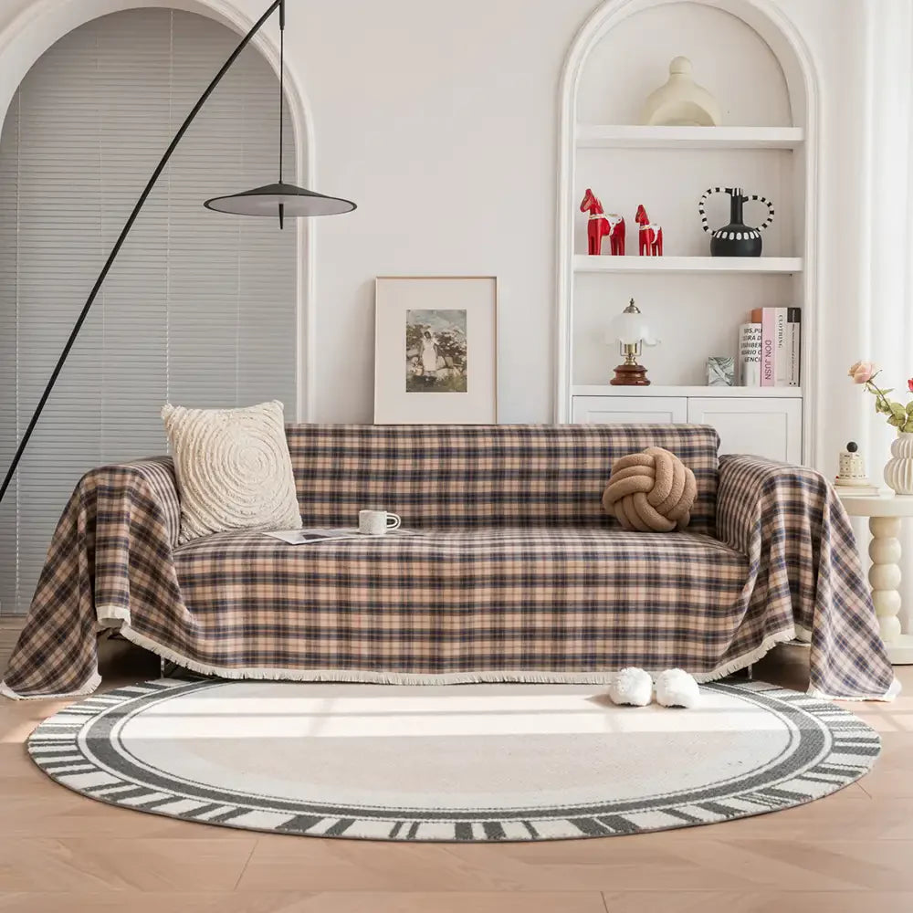 Copertura per divano decorativa a blocchi di colore a quadri festivi