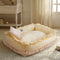 Cama de perro ortopédica floral cama calmante de mascotas con almohada