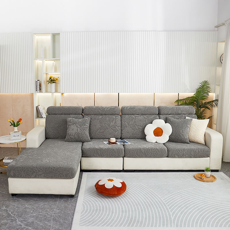 Copertura completa per divano in velluto floreale elasticizzato