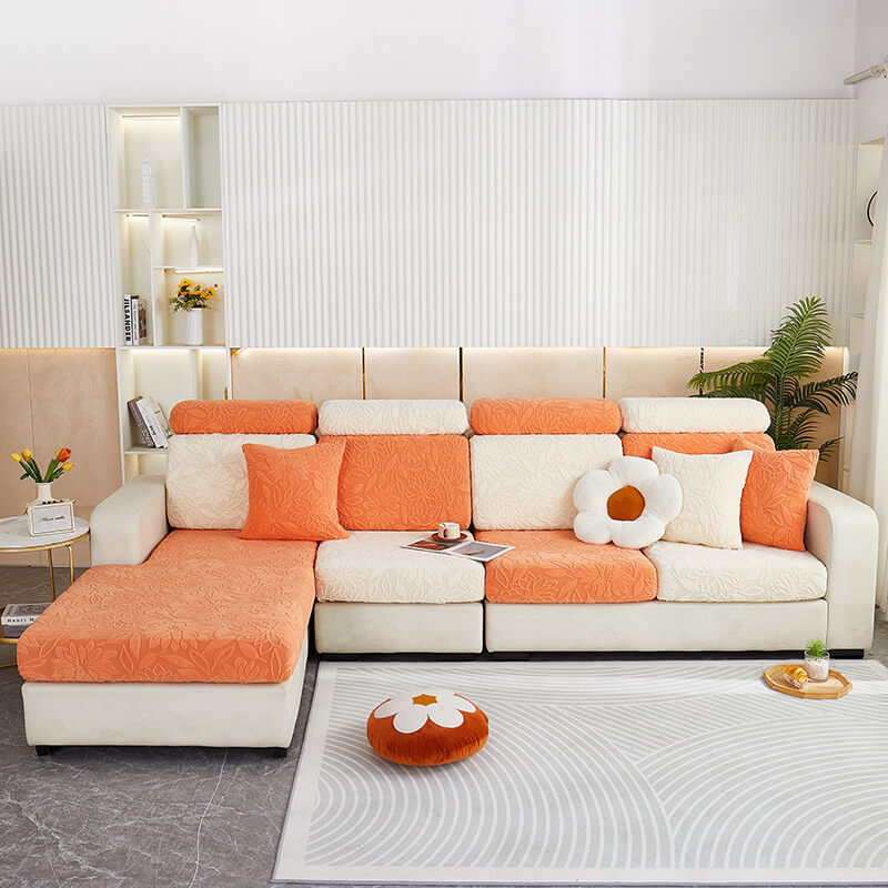 Copertura completa per divano in velluto floreale elasticizzato