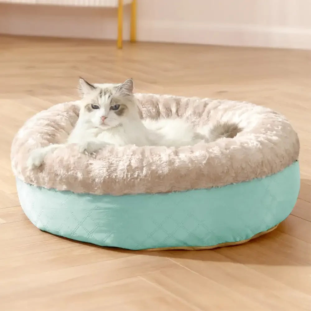 Letto per cani e gatti in pelliccia sintetica di coniglio morbido e caldo a forma di ciambella
