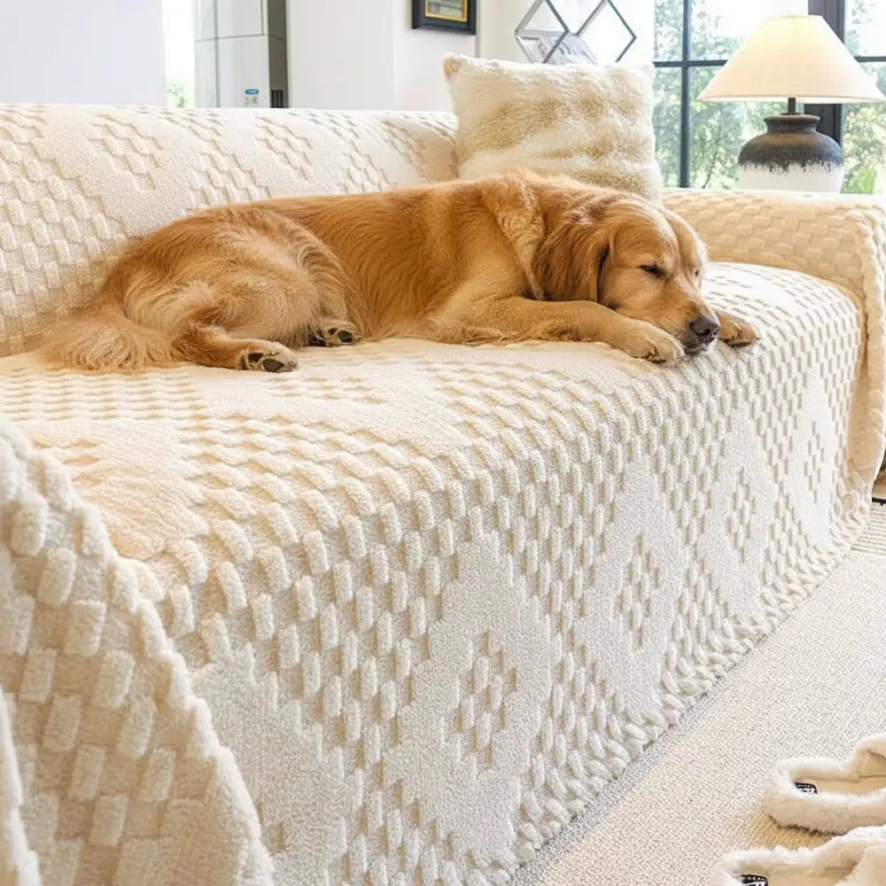 Coperta per divano in velluto jacquard soffice, spessa e resistentela graffi.