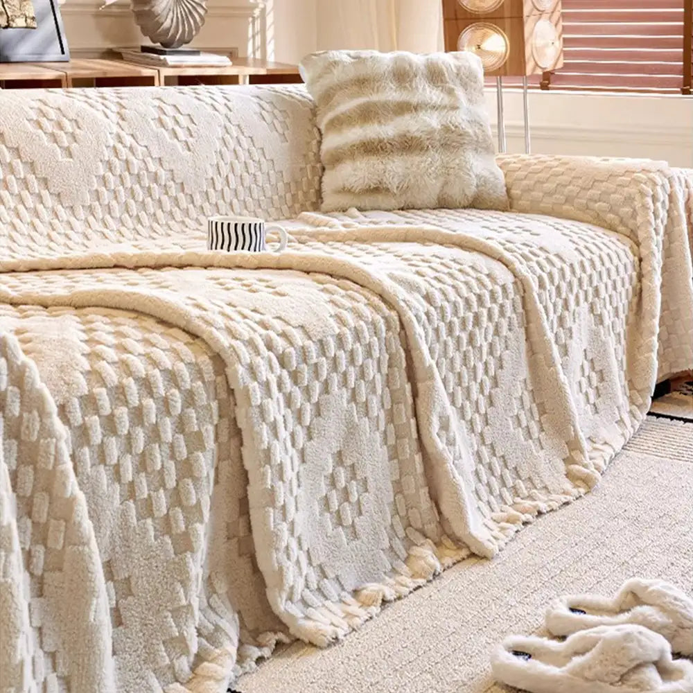 Coperta per divano in velluto jacquard soffice, spessa e resistentela graffi.