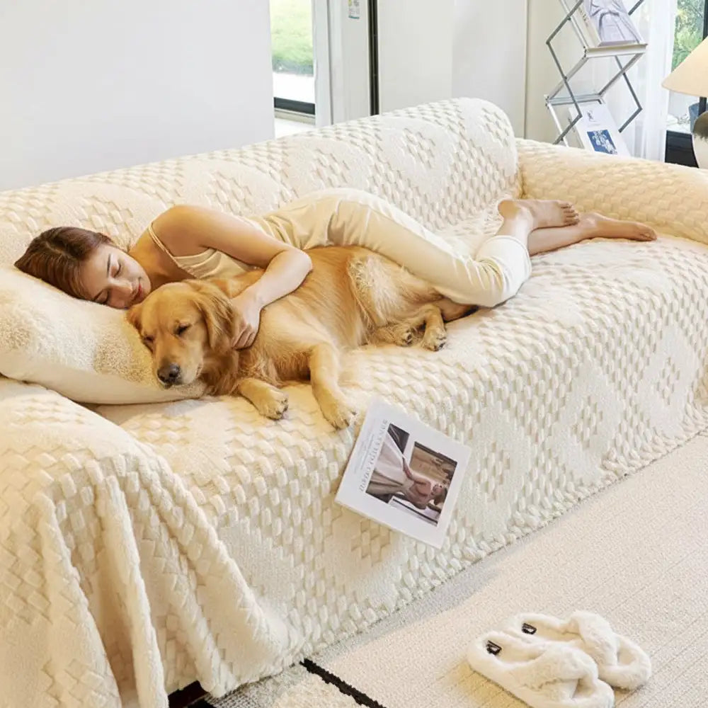 Coperta per divano in velluto jacquard soffice, spessa e resistentela graffi.