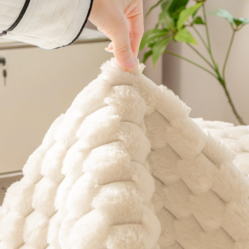 Copertura per divano protettiva in peluche a righe fluffy