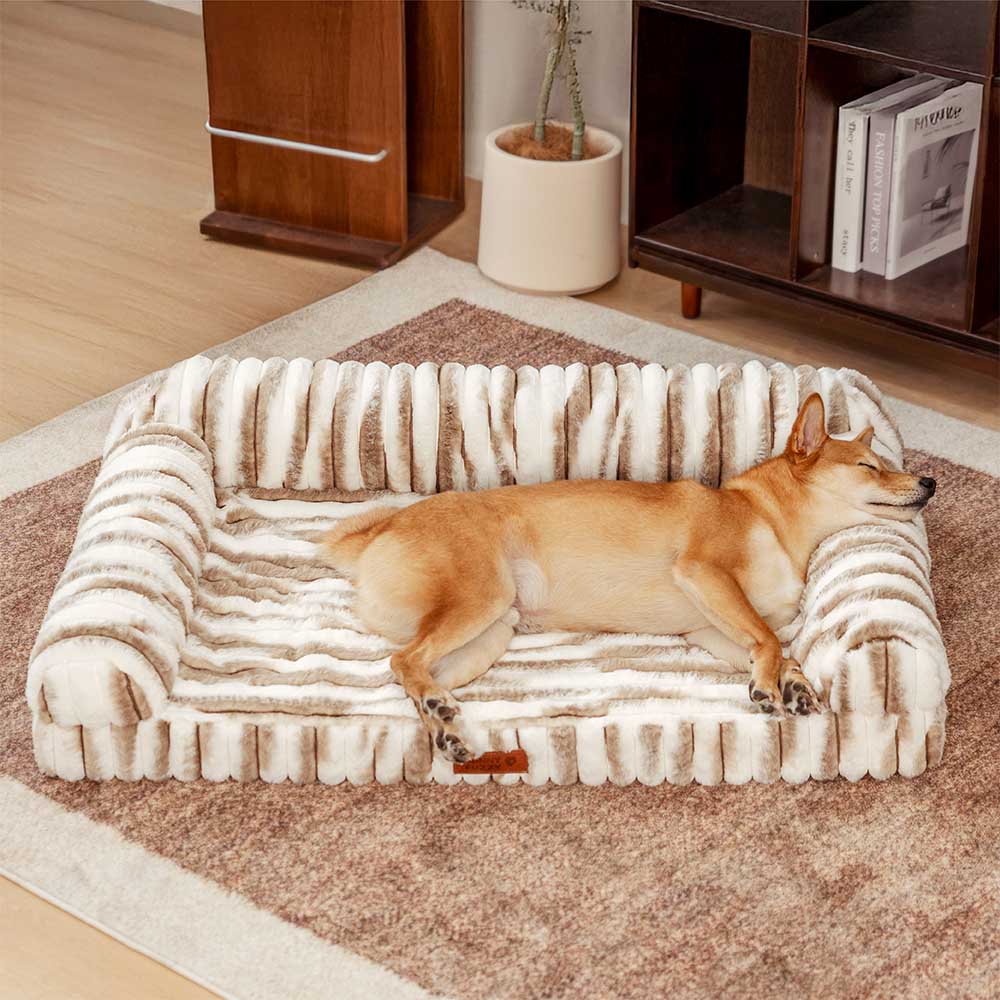 Grand lit confortable pour chien avec couverture pliable