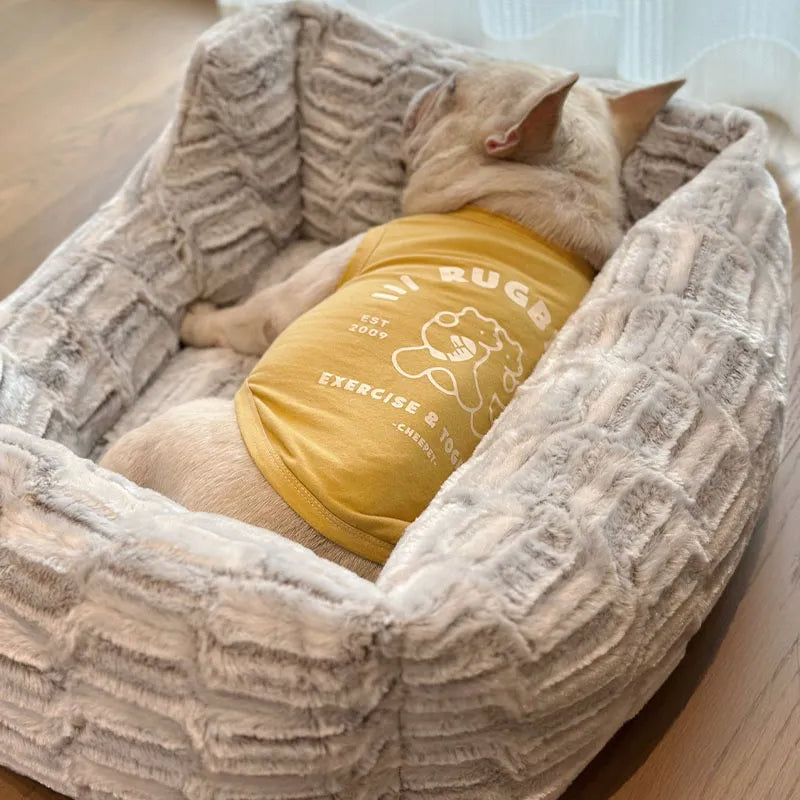 Flauschiges, warmes, quadratisches Plüschbett für Katzen und Hunde