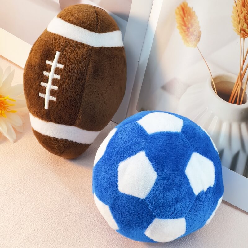 Giocattolo interattivo in peluche a forma di pallone da calcio, giocattolo per cani che squeaks