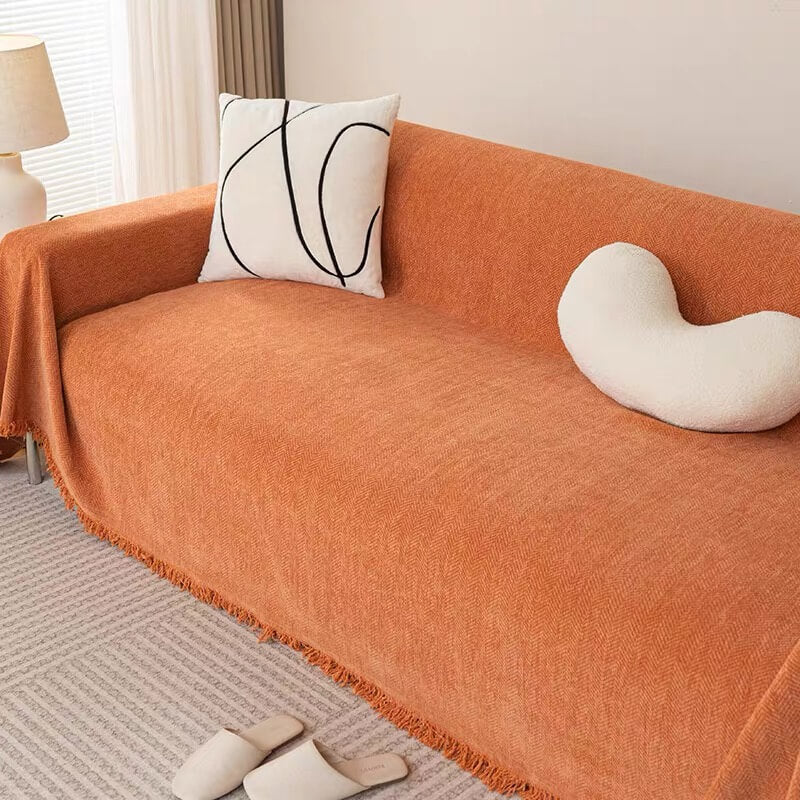 Copertura Completa per Divano in Chenille A Spina di Pesce, Resistente all'Usura