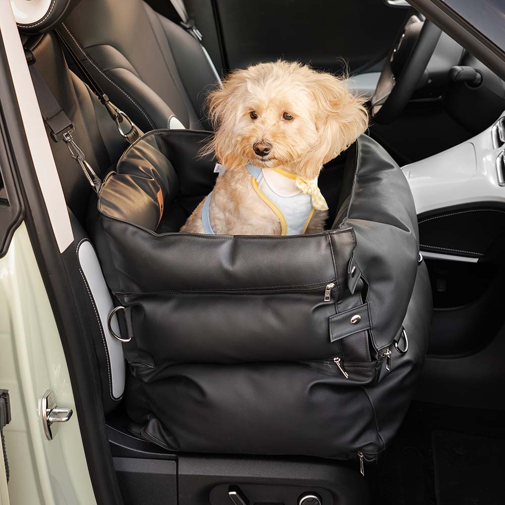Seggiolino per auto per cani in pelle piena - Fort