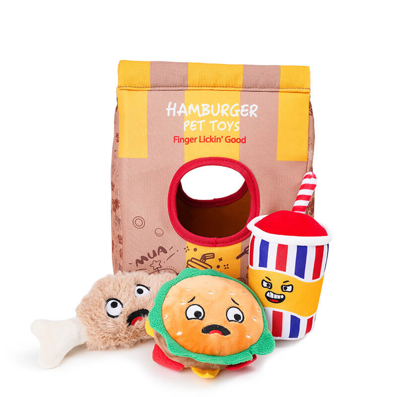 Patatine di patate divertenti Hamburger Gioco da masticare rumoroso per cani