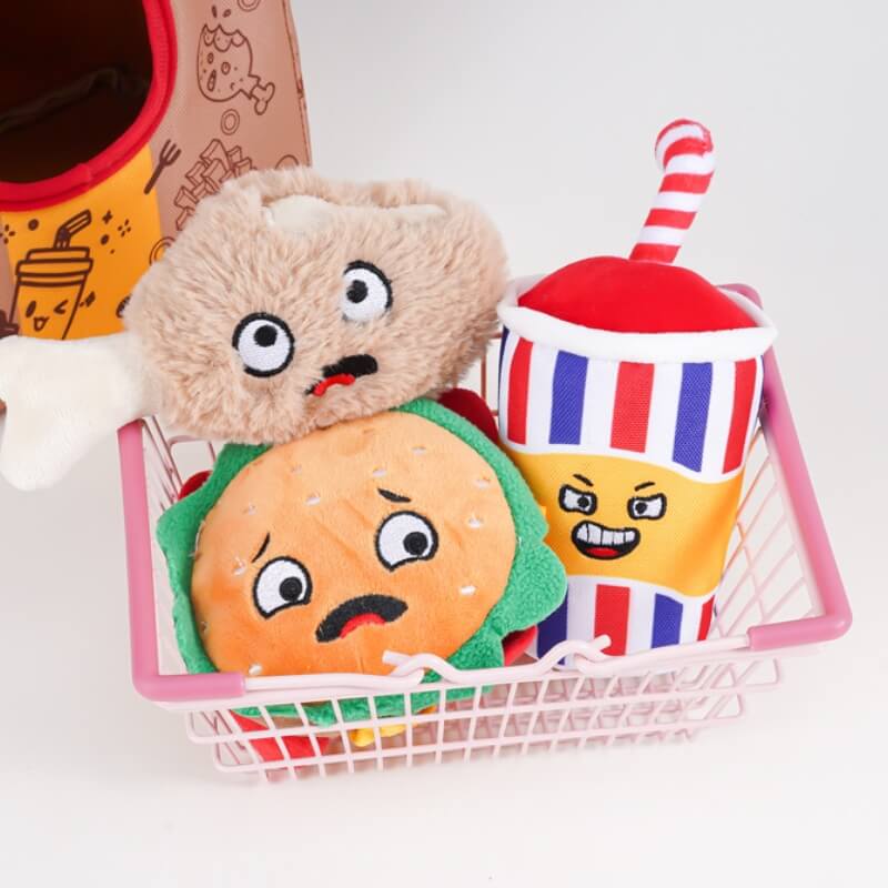Patatine di patate divertenti Hamburger Gioco da masticare rumoroso per cani