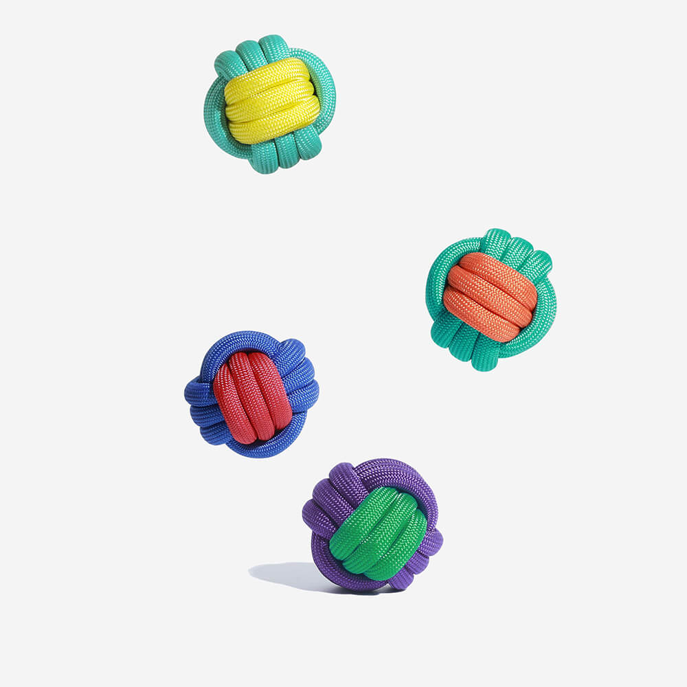 Giocattolo per cani a forma di palla con nodi - Clash di colori