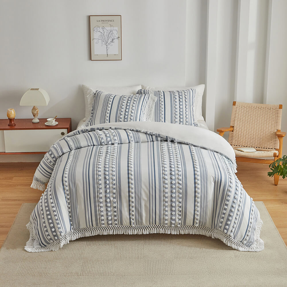 Chic Tassel and Pom-Pom Decorated Bed Sheet Set