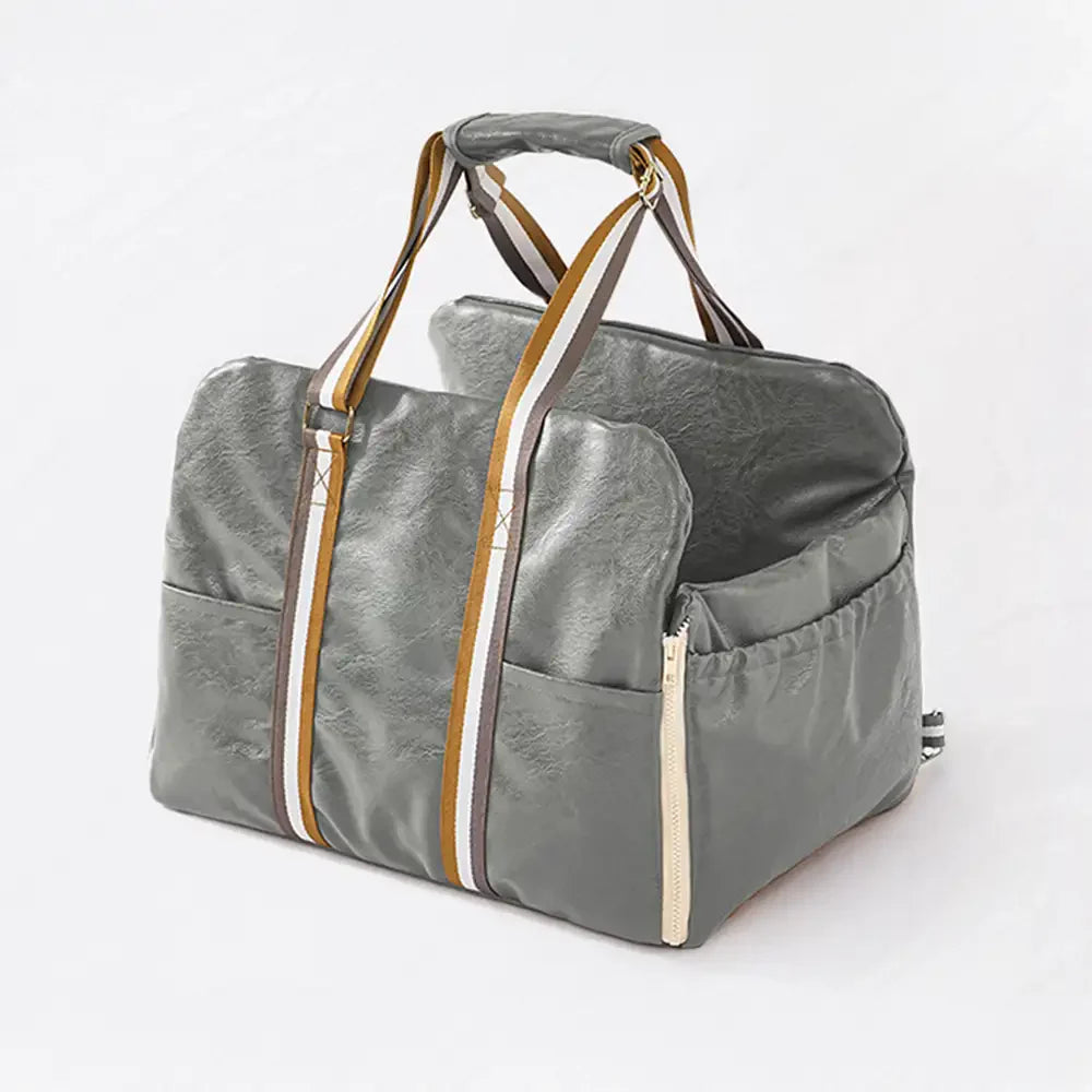 Seggiolino per auto e trasportino per animali domestici Deluxe in finta pelle con console centrale di sicurezza 3 in 1