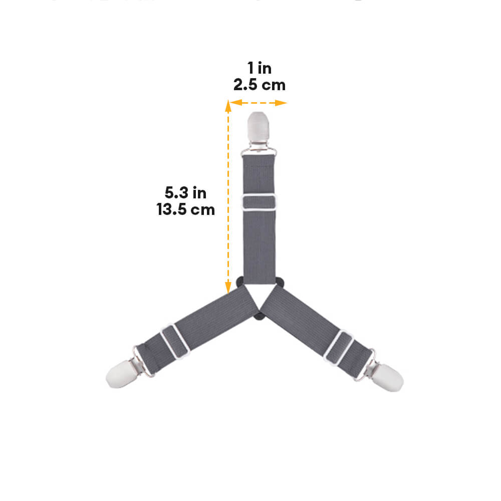 Cinghie elastiche regolabili antiscivolo per lenzuola con clip in metallo