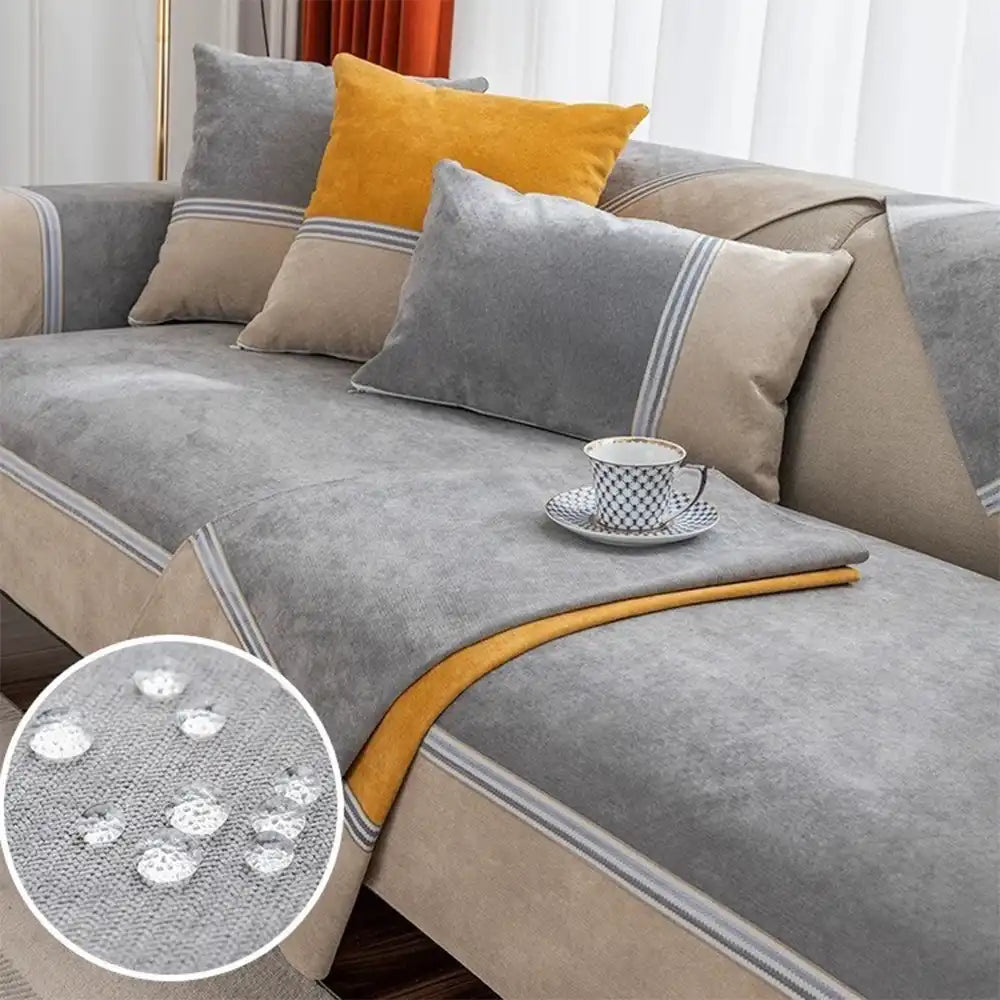 Copertura per divano anti-scivolo colorblock resistente all'acqua per animali domestici e bambini di All Seasons