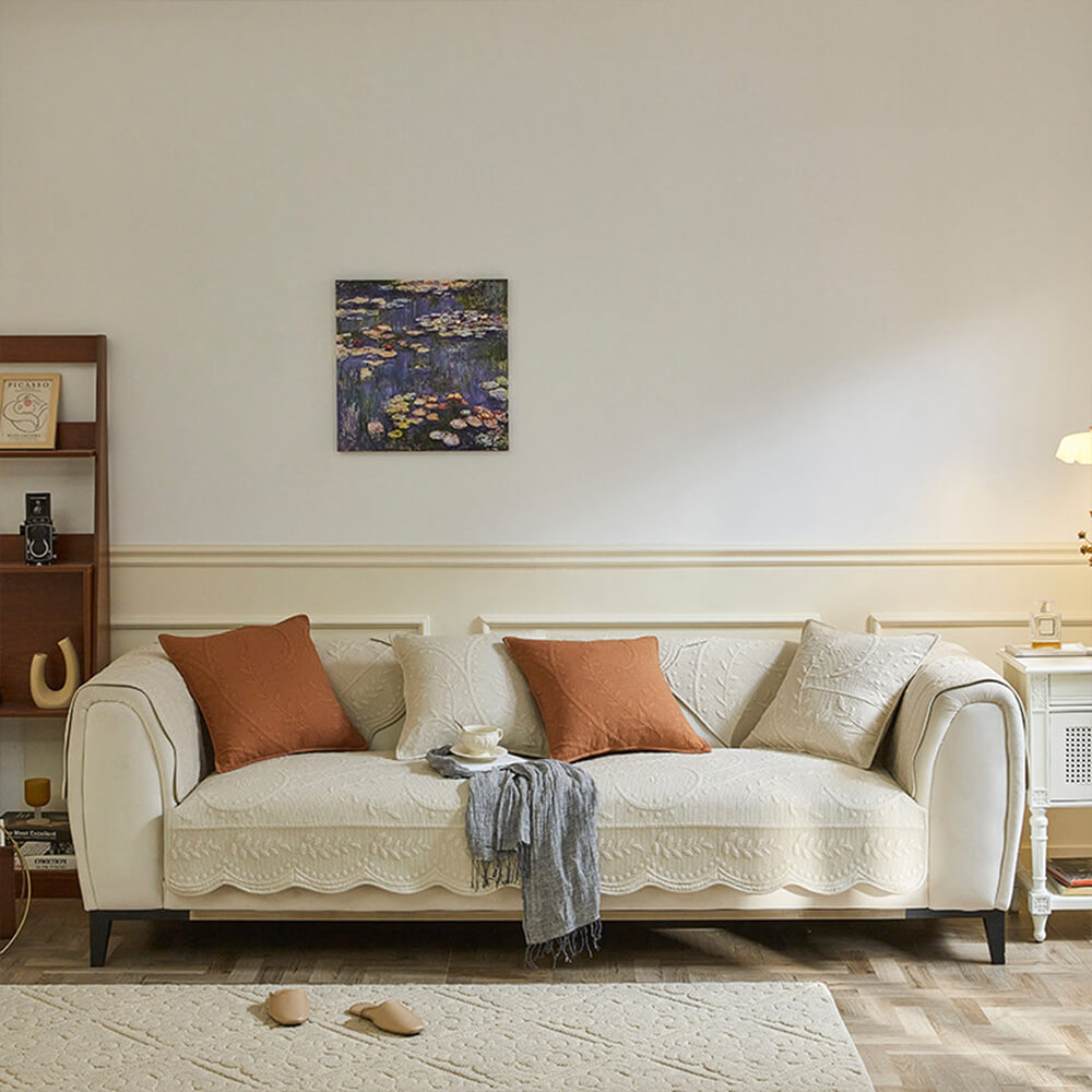 Copertura per divano in cotone tessuto boho traspirante con texture da fattoria