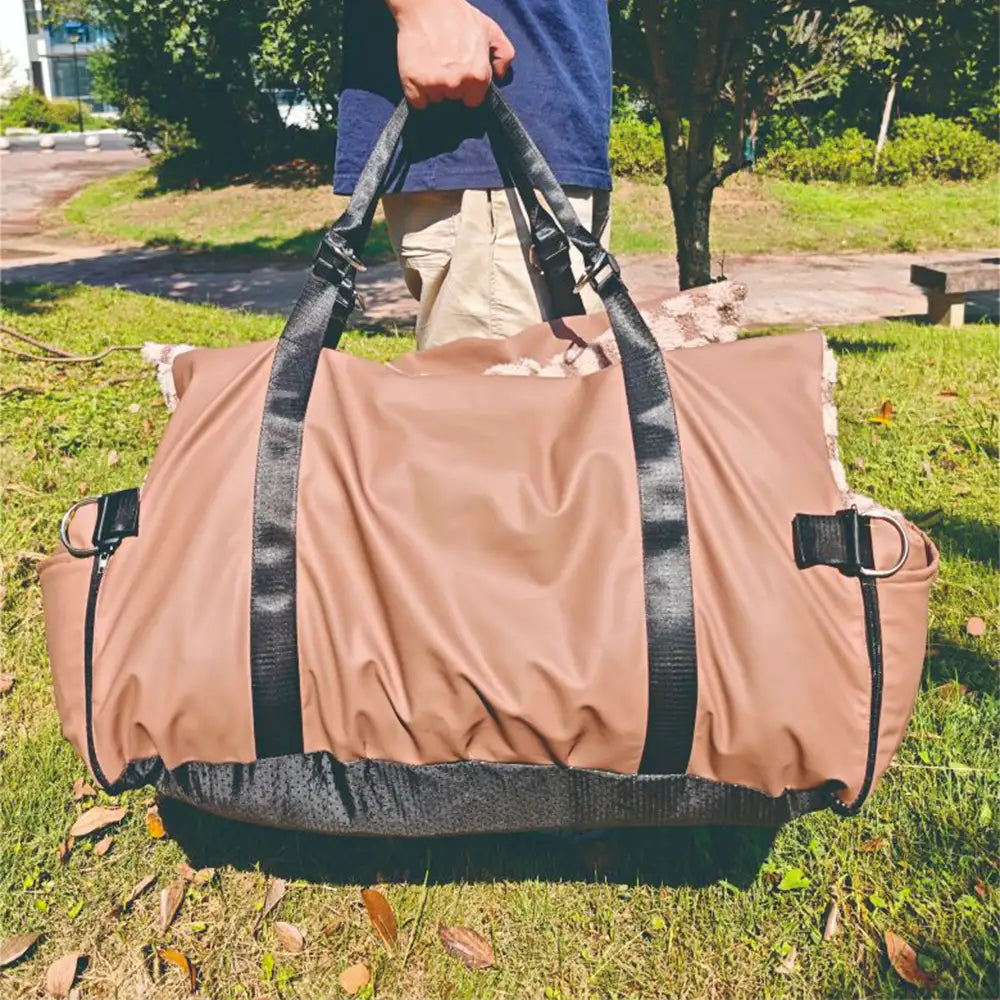 Seggiolino e trasportino per animali in finta pelle a scacchi per auto, 2 in 1.