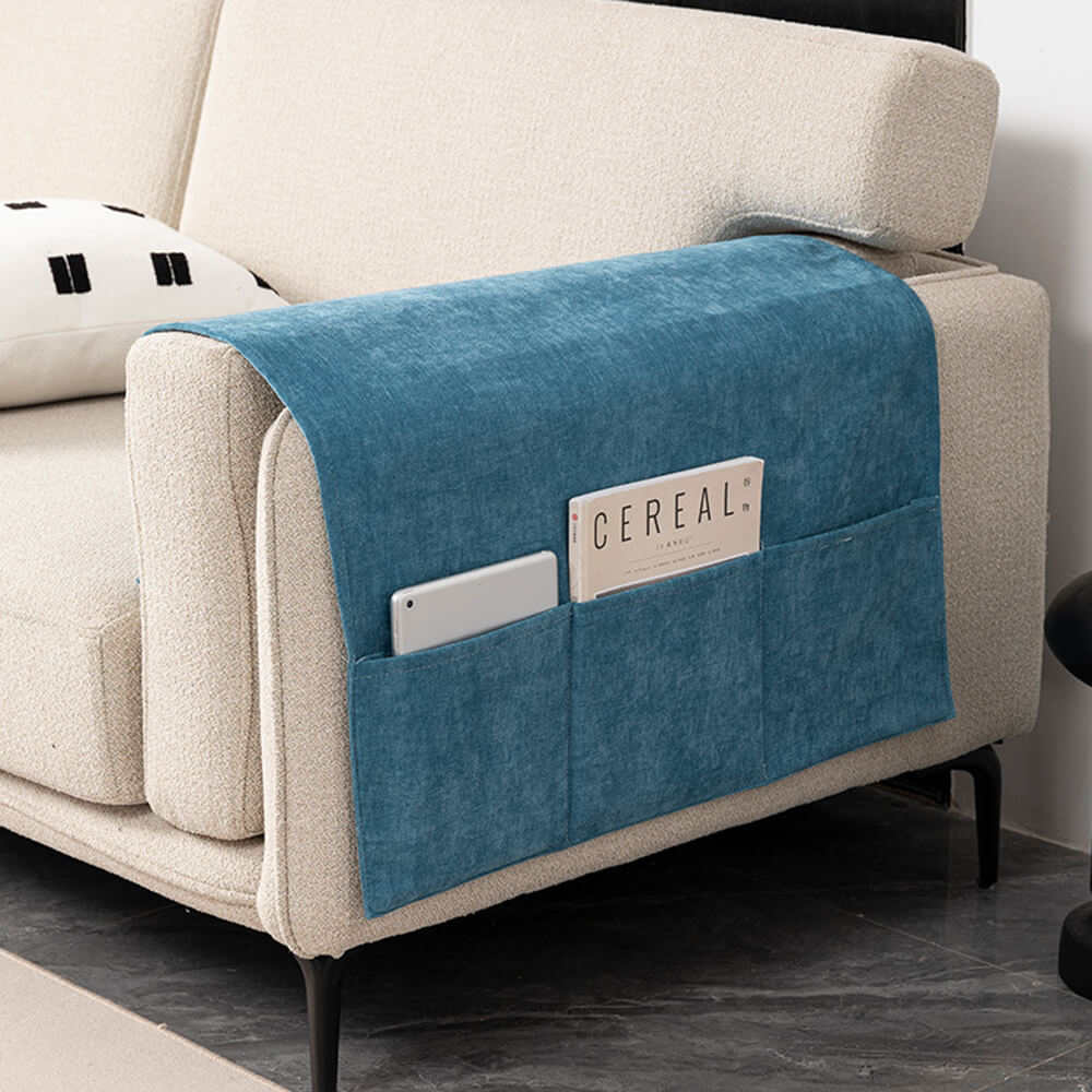 Copertura per bracciolo del divano in chenille anti-graffio portamagazine