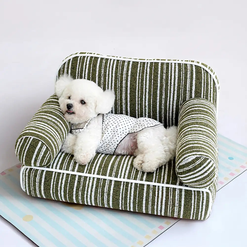 Divano letto per cuccioli in velluto jacquard a righe chenille