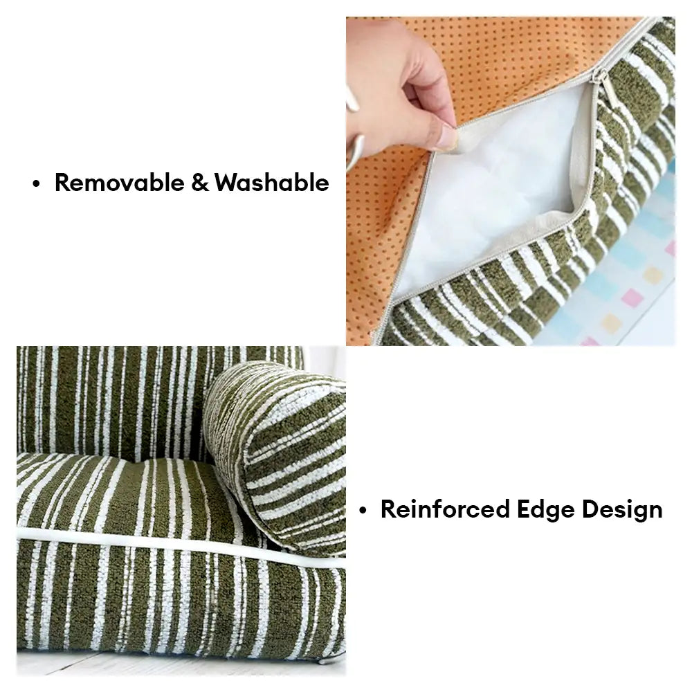 Divano letto per cuccioli in velluto jacquard a righe chenille