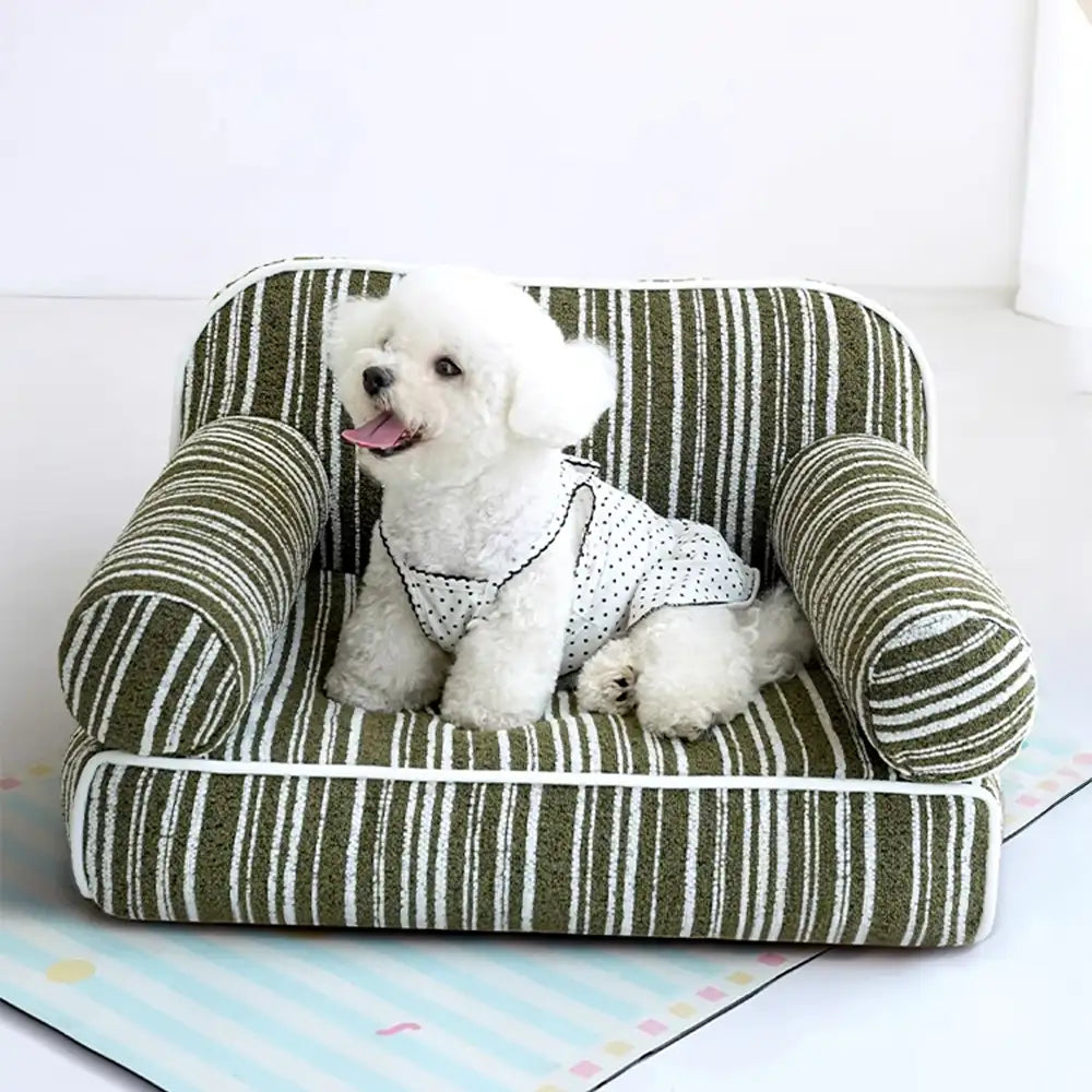 Divano letto per cuccioli in velluto jacquard a righe chenille