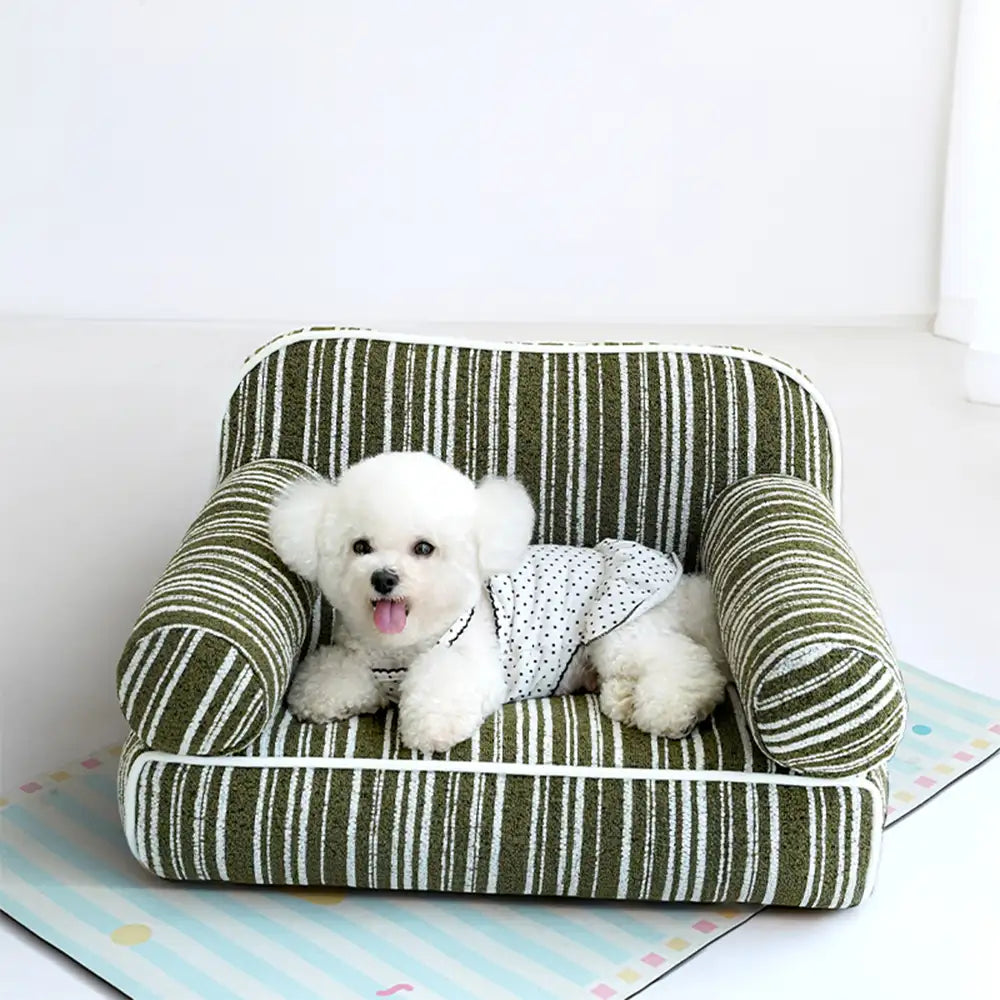 Divano letto per cuccioli in velluto jacquard a righe chenille