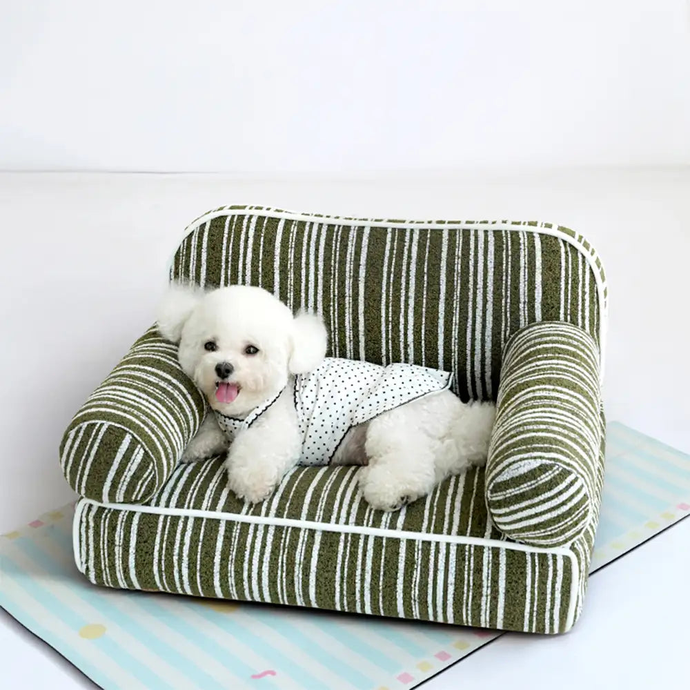 Divano letto per cuccioli in velluto jacquard a righe chenille