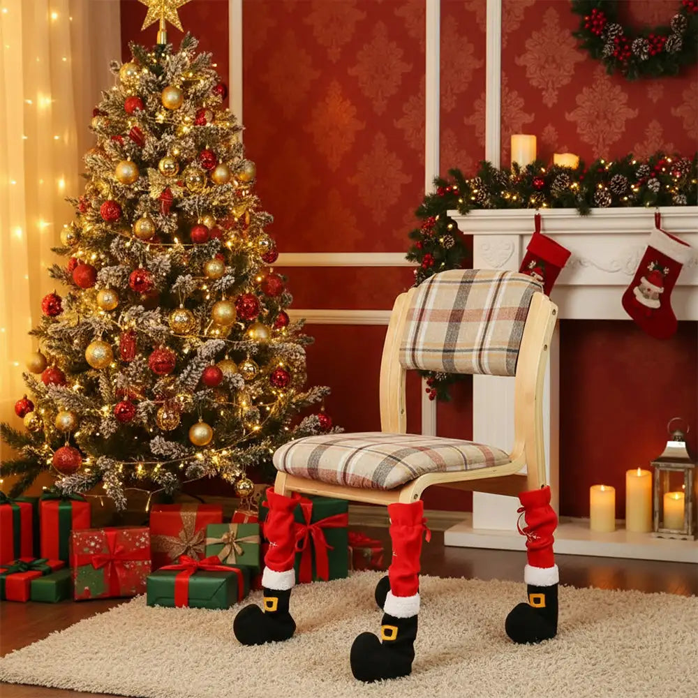 Coperture per le gambe delle sedie decorate a Natale