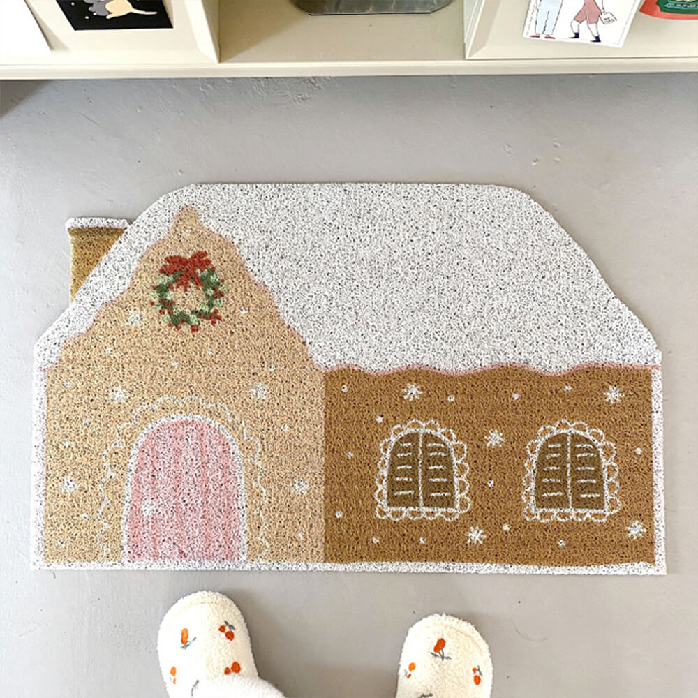 Tappeto decorativo natalizio in gingerbread, durevole, multi-funzionale e antiscivolo per la casa.