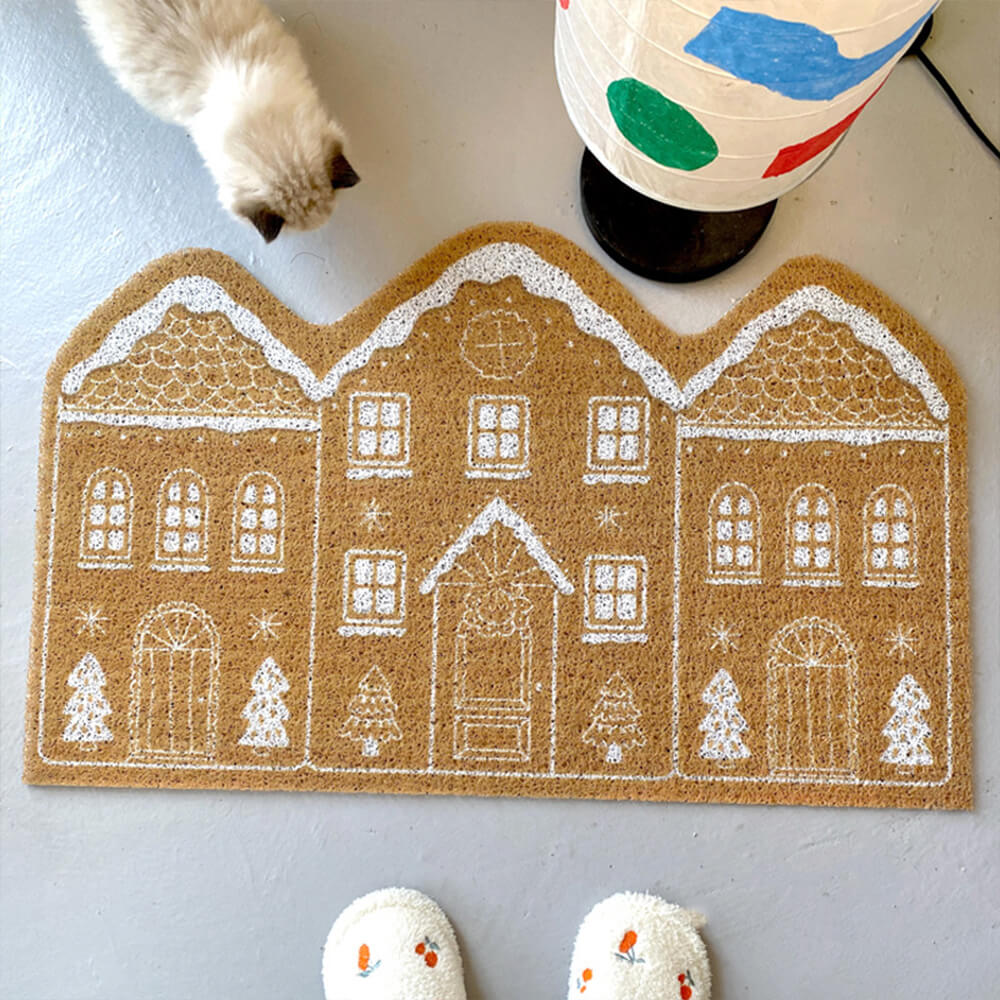 Tappeto decorativo natalizio in gingerbread, durevole, multi-funzionale e antiscivolo per la casa.