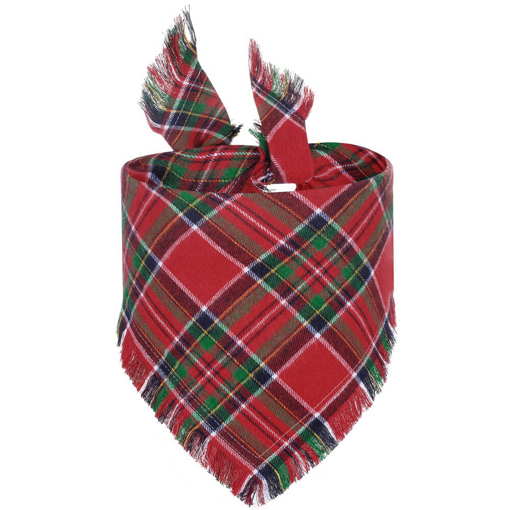 Christmas Plaid Durable Double-Stitched Seams Warm Dog Bandana