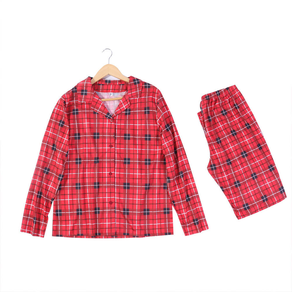 Christmas Red Checkered Full-Body Skin-Friendly Matching Pajamas for Dog and Owner