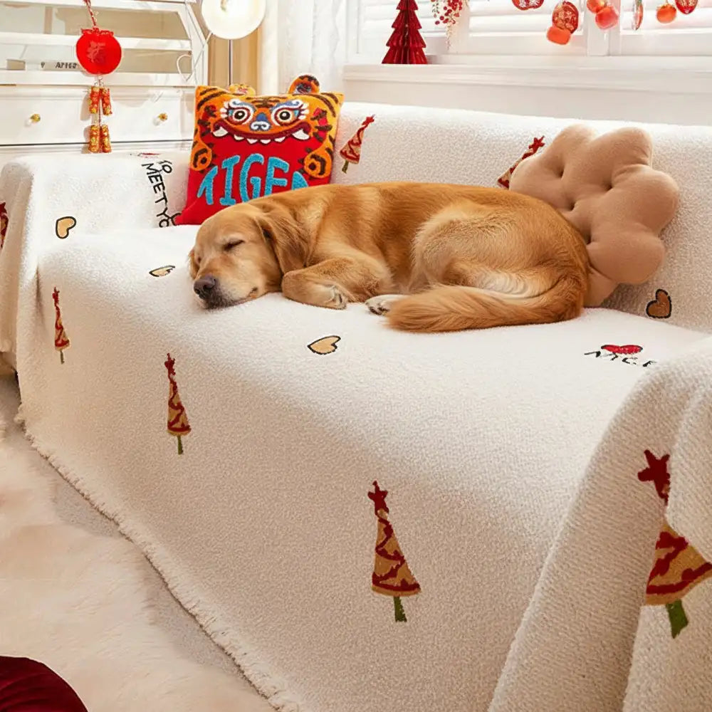 Coperta per divano in peluche spesso chic albero di Natale