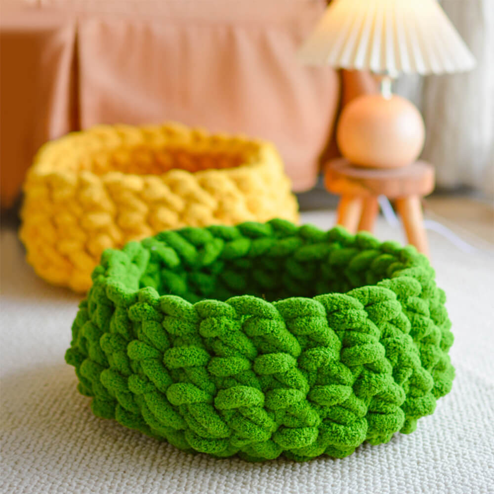 Chunky Handwoven Cozy Breathable Round Cat Nest Bed