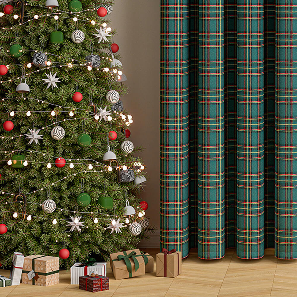 Classic Plaid Christmas Decorative Semi-Blackout Curtains