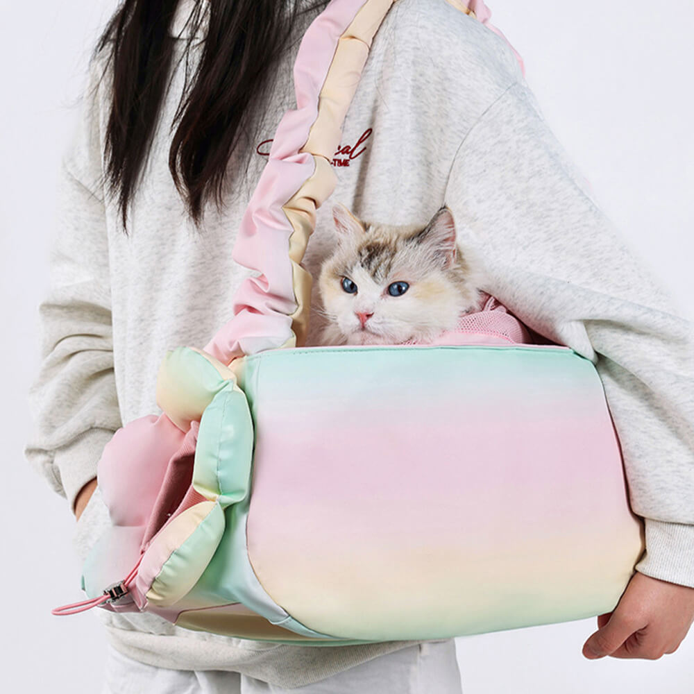 Borsa da trasporto per animali domestici impermeabile in PU pelle colorata e alla moda