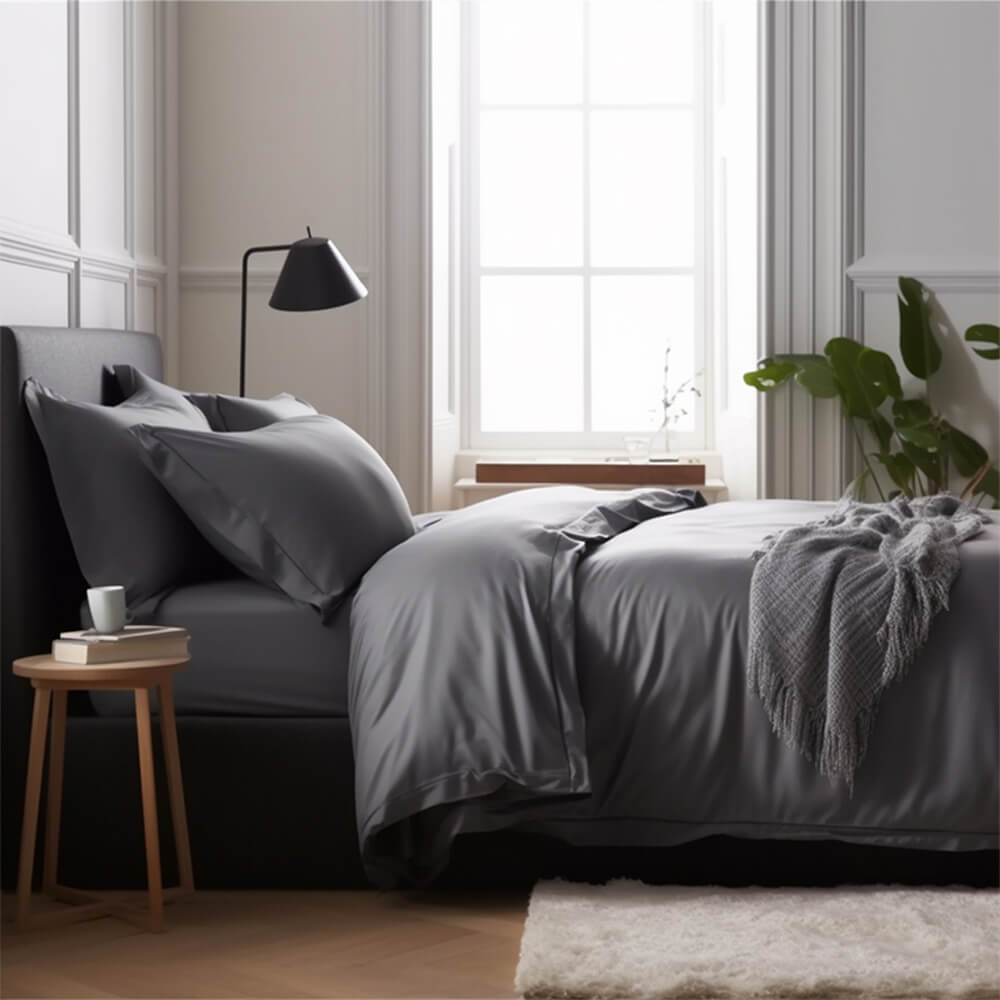 Set di lenzuola in raso di lusso confortevole 100% bambù con copripiumino
